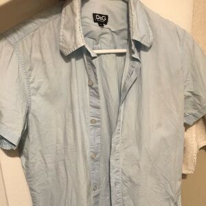 Vintage Dolce & Gabbana baby blue button up short sleeve shirt